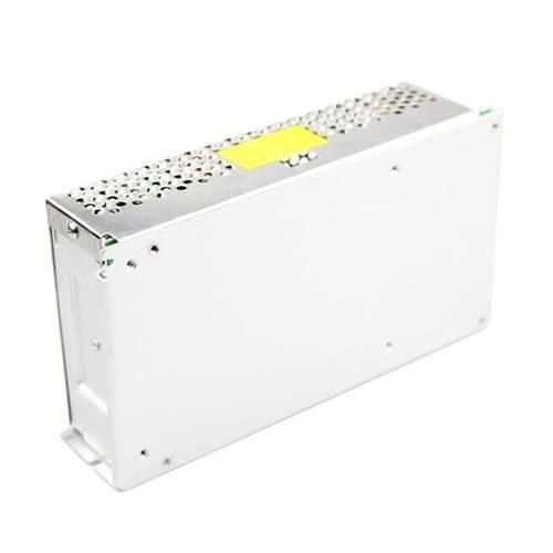 Switching DC Power Supply SMPS 12V 20A 240W - shown as a rectangular silver metal unit with a perforated top ventilation panel and a yellow sticker.