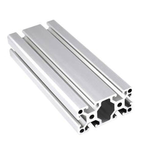T-4080 Aluminum Extrusion Profile 40x80mm 1 Meter for CNC Machines, 3D Printers, Linear Rails - a silver, rectangular metal bar with T-shaped slots along its length and a hollow, multi-holed cross-section.
