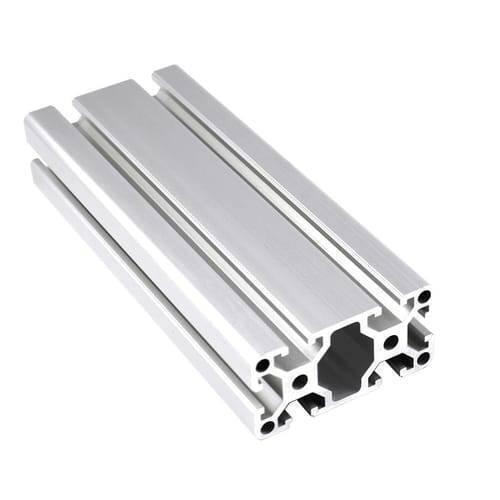 T-4080 Aluminum Extrusion Profile 40x80mm 1 Meter for CNC Machines, 3D Printers, Linear Rails - a silver, rectangular metal bar with T-shaped slots along its length and a hollow, multi-holed cross-section.