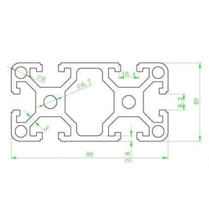 T-4080 Aluminum Extrusion Profile 40x80mm 1 Meter for CNC Machines, 3D Printers, Linear Rails - a technical dimension diagram showing the cross-section profile and measurements of the aluminum extrusion.