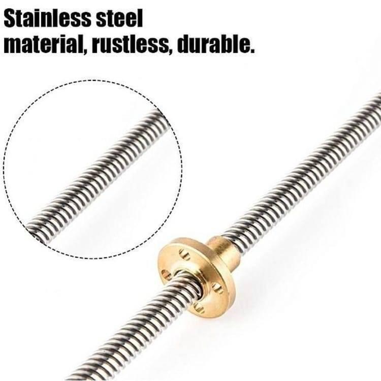 T8 250MMX8MM Screw Threaded Rod With Brass Nut - a close-up of a metallic threaded rod with a brass nut attached.