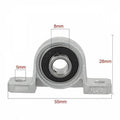 T8 Rod Holder 8mm Shaft Mounting Bearing Motor Shaft Holder - a silver metal pillow block bearing with dimension labels indicating 5mm, 8mm, 28mm, and 55mm measurements.