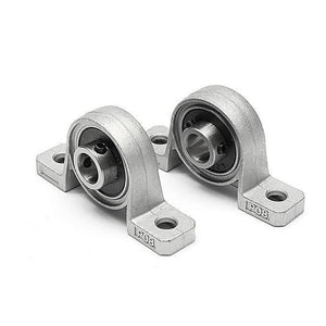 T8 Rod Holder 8mm Shaft Mounting Bearing Motor Shaft Holder - two silver-colored metal pillow block bearings with mounting holes and set screws.