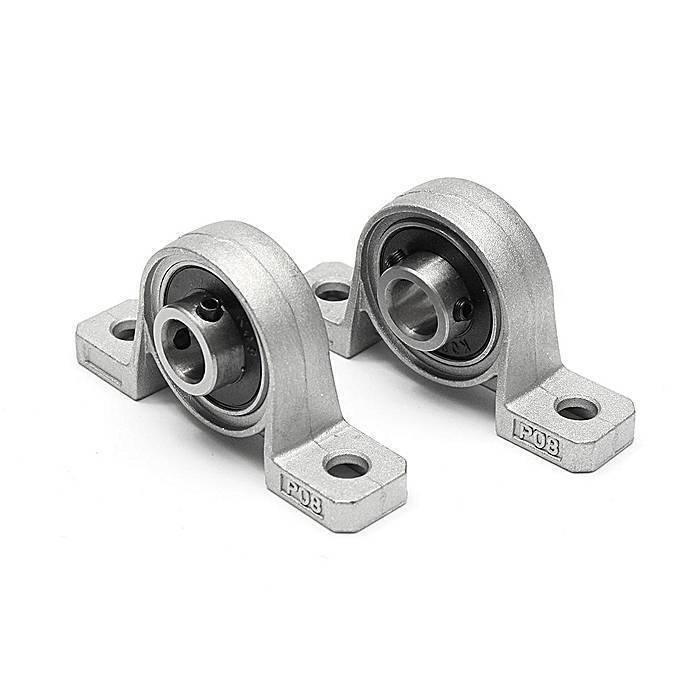 T8 Rod Holder 8mm Shaft Mounting Bearing Motor Shaft Holder - two silver-colored metal pillow block bearings with mounting holes and set screws.