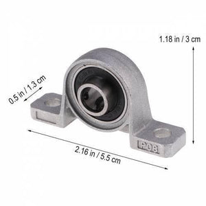 T8 Rod Holder 8mm Shaft Mounting Bearing Motor Shaft Holder - shown in a silver metal finish with dimension labels indicating its size.