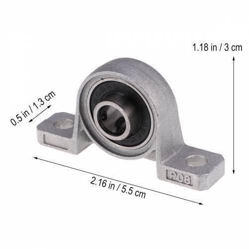 T8 Rod Holder 8mm Shaft Mounting Bearing Motor Shaft Holder - shown in a silver metal finish with dimension labels indicating its size.