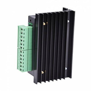 TB6600 Stepper Motor Driver - shown as a black rectangular module with a large integrated heatsink and two green terminal block connectors on the side.