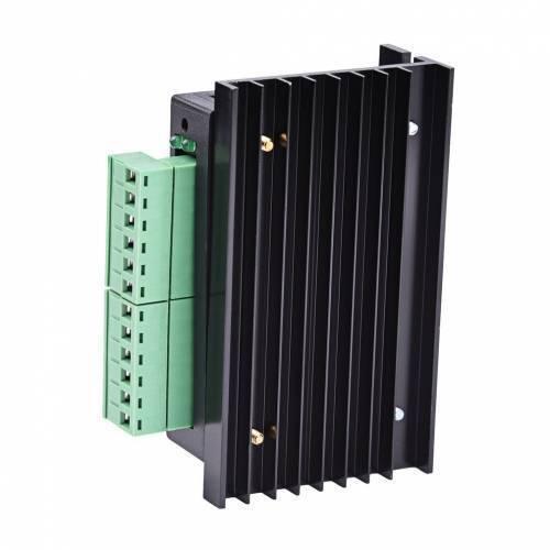 TB6600 Stepper Motor Driver - shown as a black rectangular module with a large integrated heatsink and two green terminal block connectors on the side.