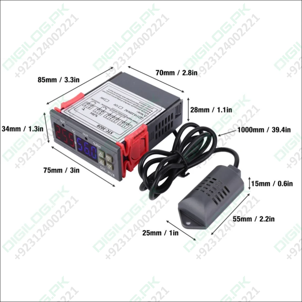 STC-3028 Temperature Control 12V Digital Display Temperature and Humidity Controller Meter with Integrated Sensor