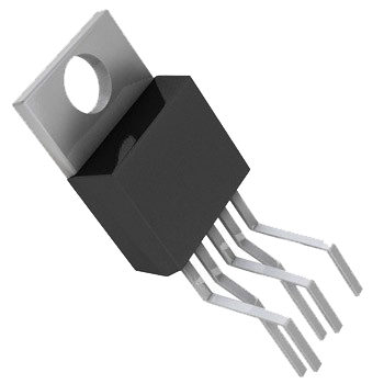 TDA2030A Hi Fi Amplifier IC - a black electronic component with a metal heat sink tab and five bent metal pins extending from the base.