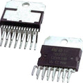 TDA7377 DC12V Digital Audio Power Amplifier - shown as two black integrated circuit chips with silver metal heat sinks and multiple pins.