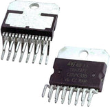 TDA7377 DC12V Digital Audio Power Amplifier - shown as two black integrated circuit chips with silver metal heat sinks and multiple pins.