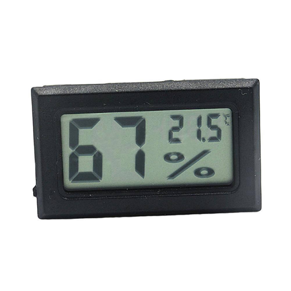 Temperature And Humidity Meter - a black rectangular frame with a digital LCD screen displaying 67% humidity and 21.5 degrees.