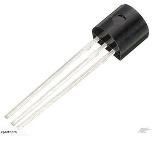 Temperature Sensor DS18B20 - shown as a black, cylindrical electronic component with three long, thin silver metal pins extending from its base.