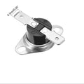 Temperature Switch Thermostat 220°C N.C. KSD Normal Close 220C NC - a black and silver thermal switch with two metal terminals and a mounting flange.