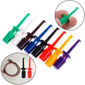 Test Hook Clip Grabbers Test Probe SMT SMD IC D20 Cable Welding - a set of seven multi-coloured probes, a close-up of a hook tip, and a pair of probes with attached red and black cables.