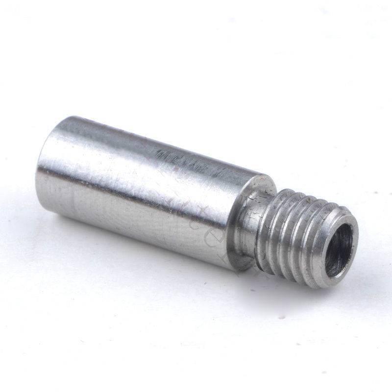 Thermal Barrier Throat 3d Printer - a close-up of a silver-coloured metal cylindrical component with a threaded end.
