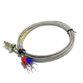 Thermocouple Temperature Probe k Type 500C - shown as a coiled metal-braided cable with a threaded sensor tip and two spade connectors with red and blue covers.