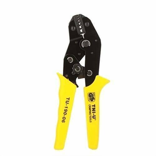 Thimble Crimper Crimping Tool Tni u Tu 190 07 - a black metal crimping tool with yellow handles featuring the text TU-190-06 and TNI-U.