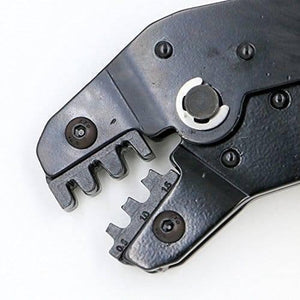 Thimble Crimper Crimping Tool Tni u Tu 190 07 - a close-up of the black metal crimping jaws showing numerical markings for wire gauge sizes.