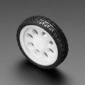 Thin White Wheel for TT DC Gear Motors - 65mm Diameter - shown as a single round wheel with a white plastic rim and a black rubber tire with tread.