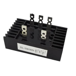 Three Phase Full Bridge Rectifier SQL100A 1200V AC To DC Diode Rectifier Bridge Module - a black rectangular component with five metal terminals and an integrated heat sink.