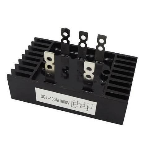 Three Phase Full Bridge Rectifier SQL100A 1200V AC To DC Diode Rectifier Bridge Module - a black rectangular component with five metal terminals and an integrated heat sink.