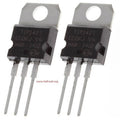 TIP142 NPN Darlington Transistor - shown as two identical black, three-pin electronic components with metal mounting tabs and printed text labels.
