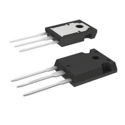 TIP147 PNP Power Transistor - shown as two black, three-pin electronic components, one displaying a metallic backing plate and the other its plastic casing.
