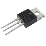 TIP41C TIP41 NPN Power Transistor - a black electronic component with three metal pins and a silver mounting tab, shown from an angled perspective.