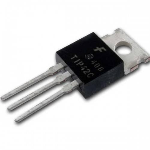 TIP42 TIP142C PNP Power Transistor - shown as a black, three-pin electronic component with a metal mounting tab.