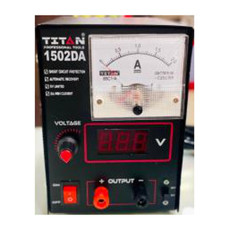 TITAN 1502DA DC Power Supply - black TITAN 1502DA bench supply with analog ammeter and digital voltmeter