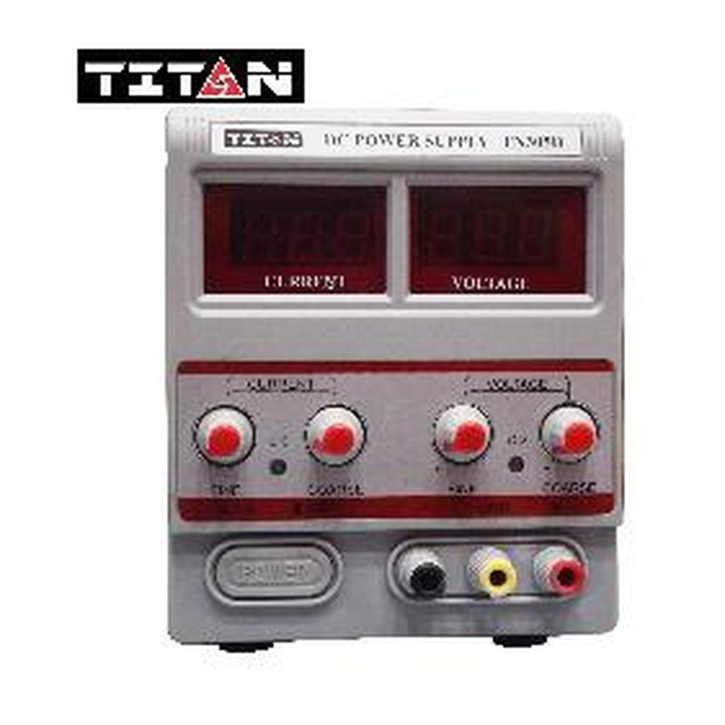 TITAN 305DS DC Power Supply - grey TITAN bench DC power supply with dual red displays and four knobs