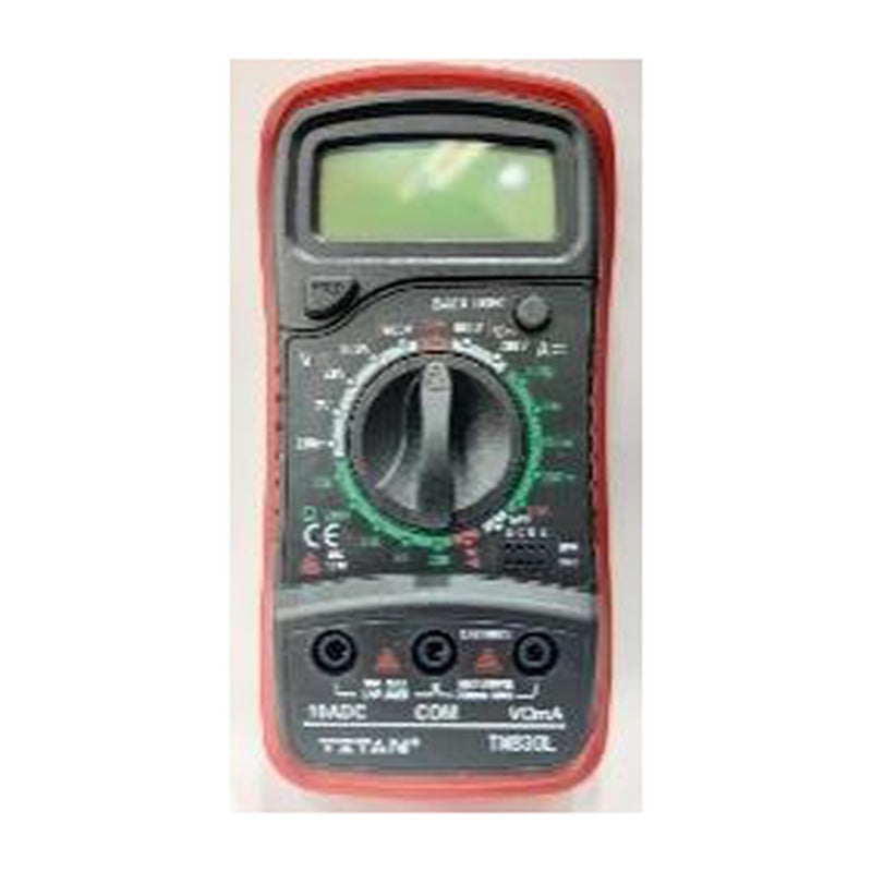 TITAN TN830L Digital Multimeter - TITAN TN830L multimeter with green-marked rotary dial and red holster