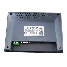 TK8071IP Weintek Compatible with MT8071IP HMI/ MT8071 HMI - a grey rectangular device shown from the back, featuring a ventilation grid, a green terminal block, and a serial port.