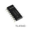 TL494 TL494C SOP-16 PWM Controller - a black rectangular SOP-16 integrated circuit with sixteen silver metal pins, shown from a top-down angled perspective.