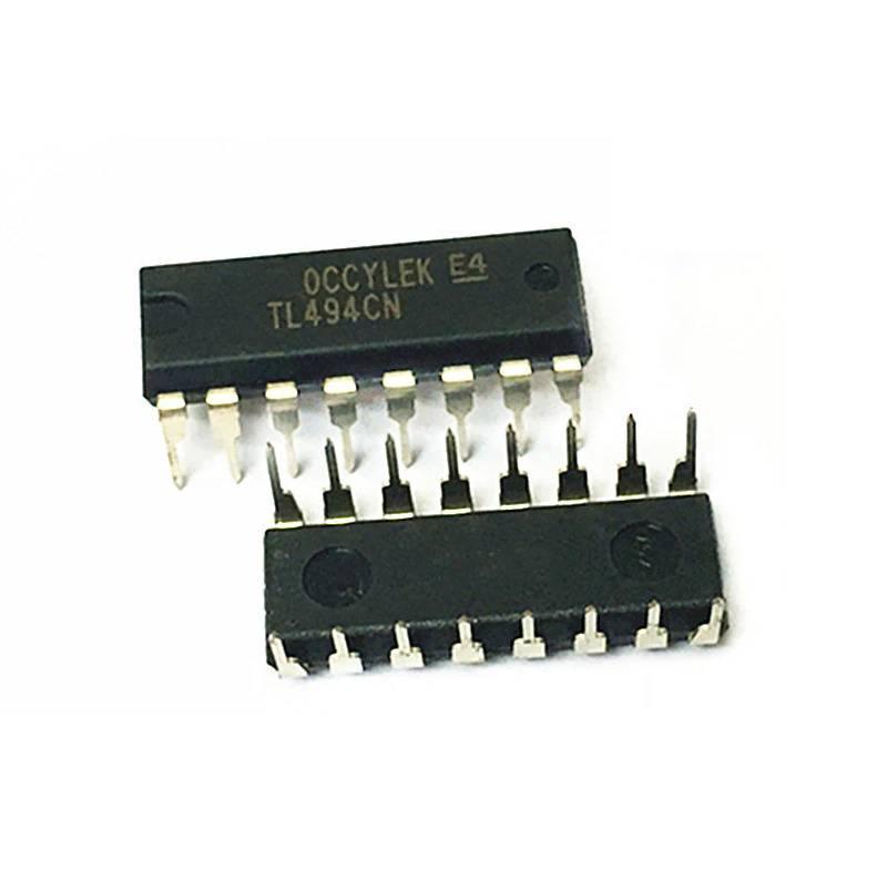 TL494CN TL494 DIP-16 Ti PWM Power Supply Controllers IC - two black 16-pin dual in-line package integrated circuits with printed white text.