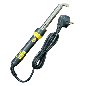 Tni-u 100W Electric High Temperature Soldering Iron Welding Gun TU-505B Right Angel Bit - with a right-angle bit, black and yellow handle, and a power cord with a two-pin plug.