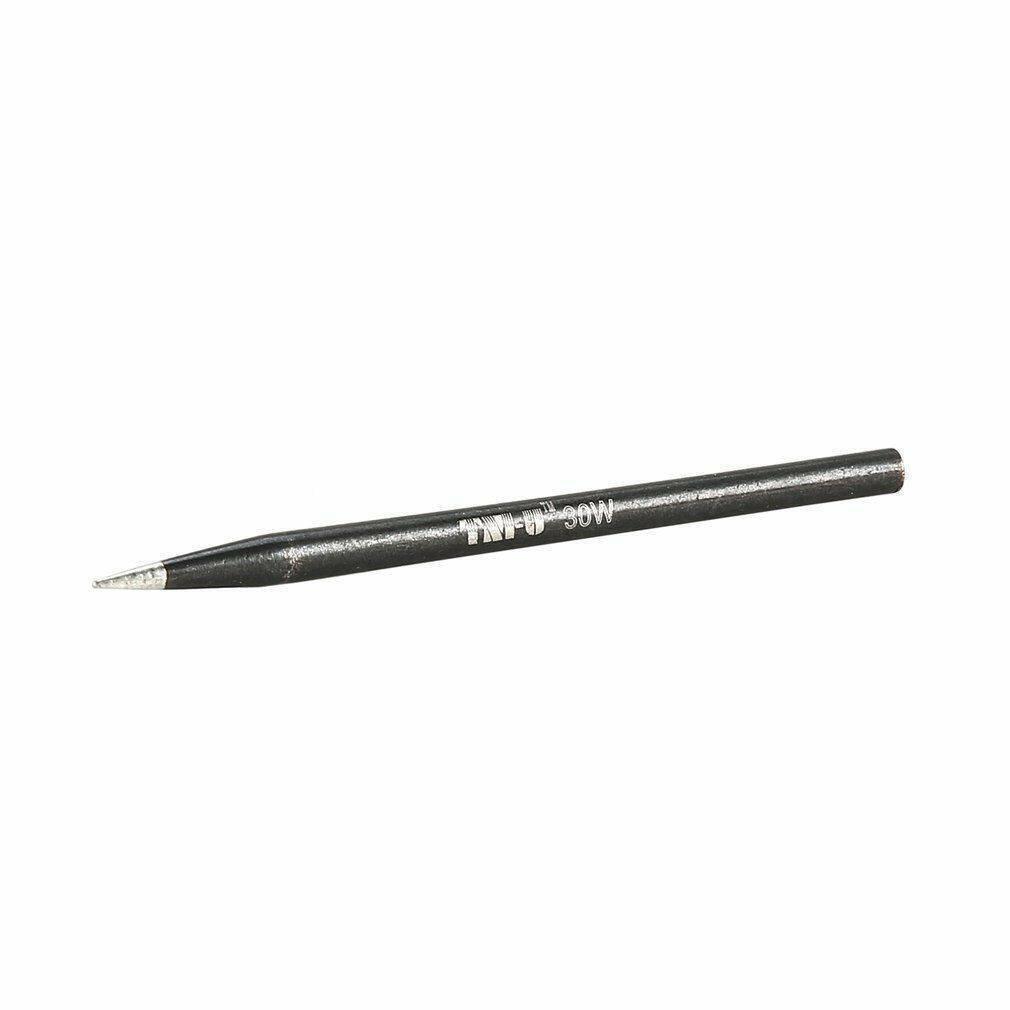 Tni-u 30W Sharp Soldering Tip Iron Head Tools For Rework Station - a slender, dark grey metal soldering iron tip with a pointed silver-colored end and white text printed on its side.