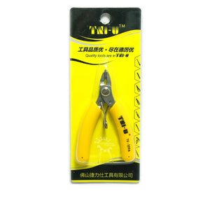 Tni-u TU-109A Wire Cutter - shown in its original yellow and black retail blister packaging with the tool visible in the center.