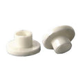 TO220 INSULATING BUSHING Plastic Diameter 3mm - two white plastic insulating bushings shown from different angles.