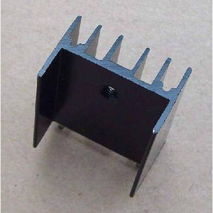 TO3P Black And Silver Heat Sink - a black-anodized aluminum heatsink with multiple cooling fins and a central mounting hole.