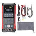 TOOLTOP ET829 3-in-1 Handheld Oscilloscope - red and black scope meter with probes, test leads and carry pouch