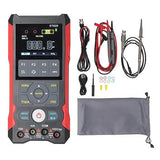 TOOLTOP ET829 3-in-1 Handheld Oscilloscope - red and black scope meter with probes, test leads and carry pouch