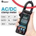 TOOLTOP X5 Smart AC DC Clamp Meter - black clamp meter held in hand with colour three-line display