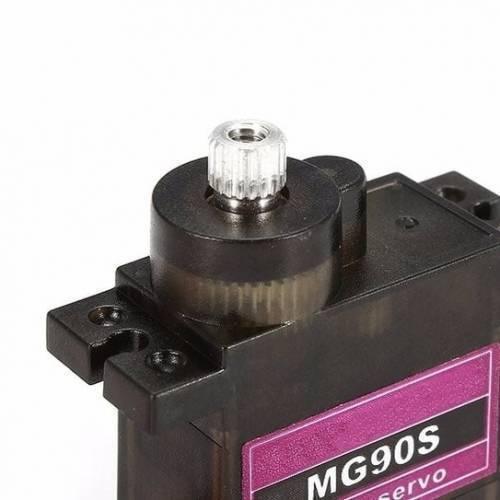 Towerpro MG90S Mini Digital 180 Degree Servo Motor 2.2kg 0.08sec 13G - a close-up view of the black plastic casing and the metal output gear shaft.