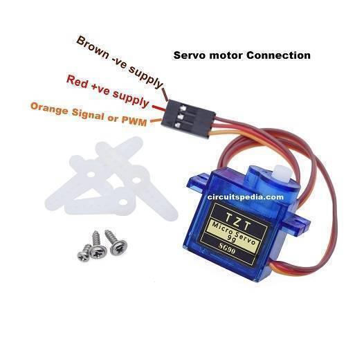 Towerpro SG90 Sg 90 180 Degree Servo Motor - shown with its blue plastic body, three-pin connector, three white plastic servo horns, and three small metal screws.