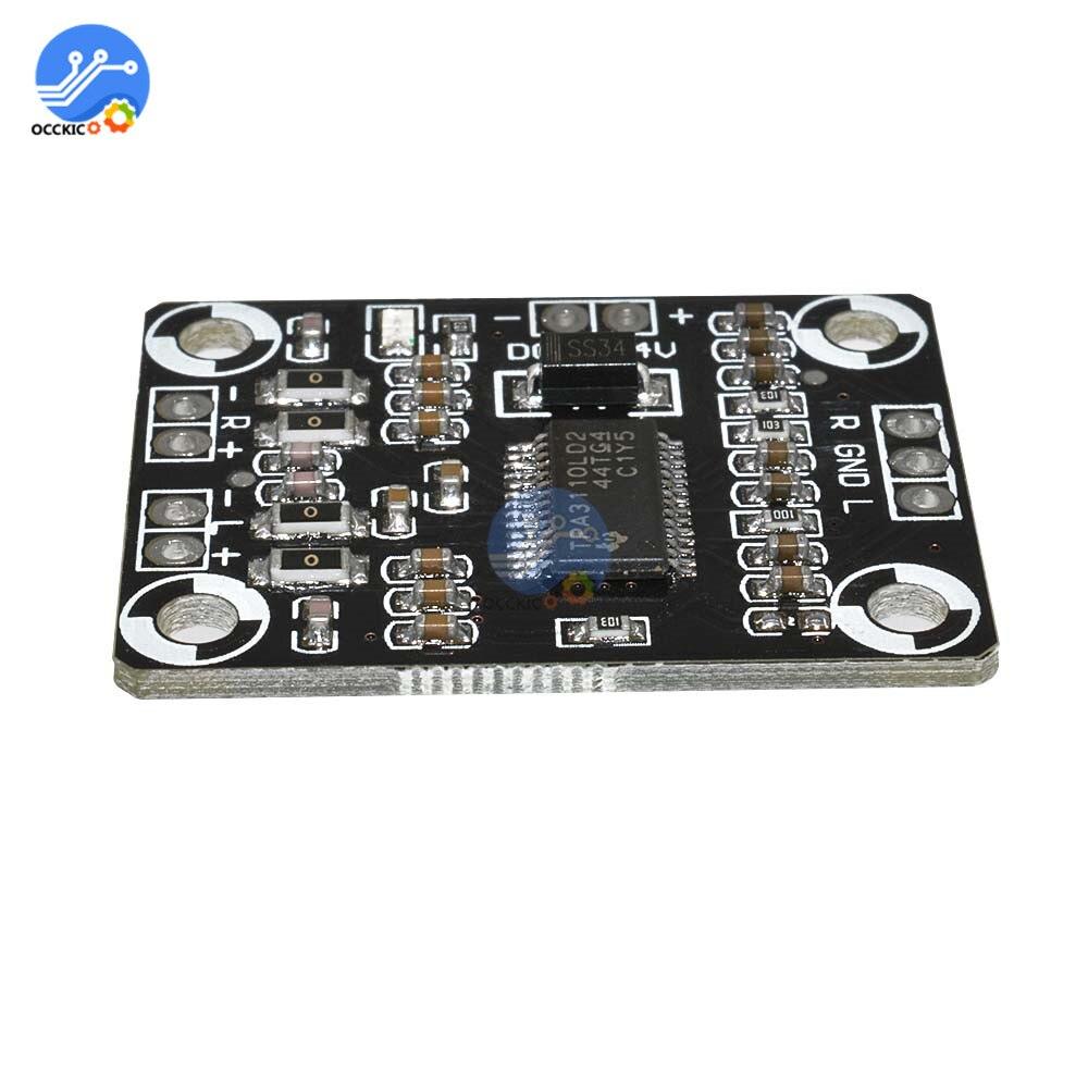 TPA3110 2 X 15W Digital Audio Stereo Amplifier Module - a black rectangular circuit board with a central chip, input/output pads, and surface components.