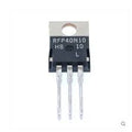 Transistor 40N10 MOS-N-FET 100 V, 40 A , TO220 ( refurbished ) - RFP40N10 Transistor, a black three-pin electronic component in a TO220 package with the text "RFP40N10 H8 10 L" printed on the front.