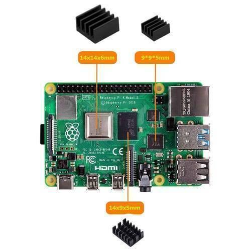 Transparent Acrylic Case For Raspberry Pi 4b With Cooling Fan And Heat Sink Clear And Black Case - a green Raspberry Pi 4 Model B circuit board with three heat sinks.